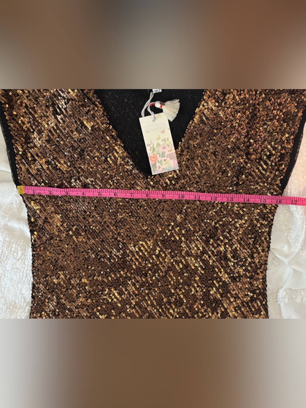Johnny Was Bronze Sequin Maxi Dress - Picture 14 of 16